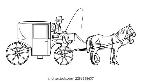 Classic coupe horse cart - vector stock illustration.