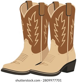 Classic Cowboy Boots Vector Illustration for Western Fashion and Rodeo Theme