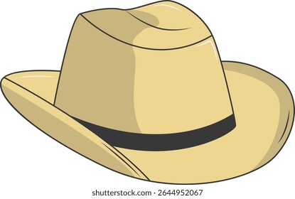 Classic Cowboy Hat Illustration Isolated on White Background. Vector Graphic Design.