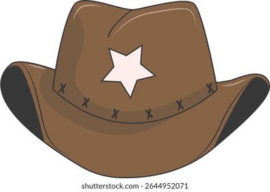 Classic Cowboy Hat Illustration Isolated on White Background. Vector Graphic Design.