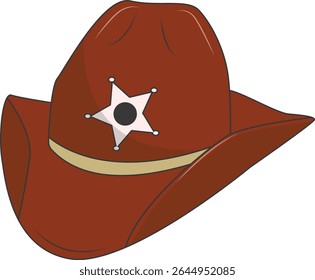 Classic Cowboy Hat Illustration Isolated on White Background. Vector Graphic Design.