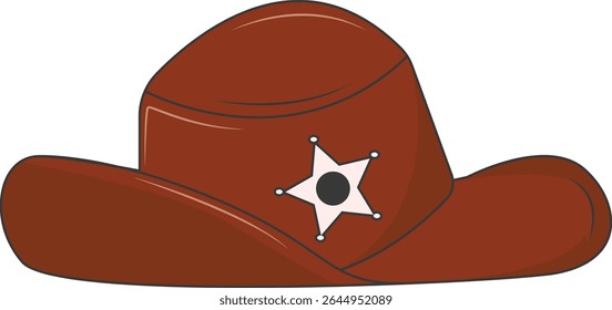 Classic Cowboy Hat Illustration Isolated on White Background. Vector Graphic Design.