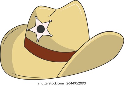 Classic Cowboy Hat Illustration Isolated on White Background. Vector Graphic Design.