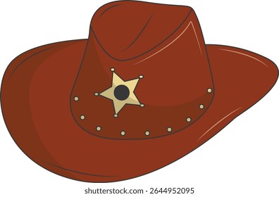 Classic Cowboy Hat Illustration Isolated on White Background. Vector Graphic Design.