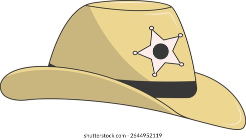 Classic Cowboy Hat Illustration Isolated on White Background. Vector Graphic Design.