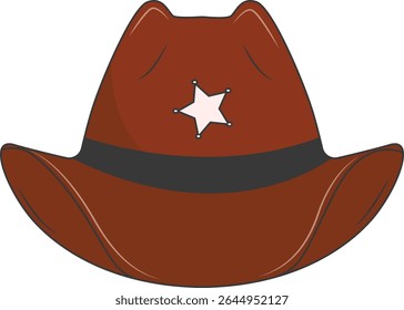 Classic Cowboy Hat Illustration Isolated on White Background. Vector Graphic Design.