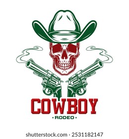 Ilustração de design de emblema de logotipo de rodeio de cowboy clássico