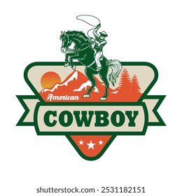 Classic cowboy rodeo logo emblem design illustration