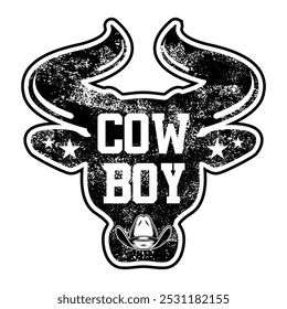 Clássico cowboy rodeio logotipo emblema ilustração preto branco