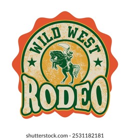 Classic cowboy rodeo logo emblem design illustration