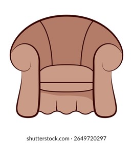 Ilustração do vetor da poltrona aconchegante clássica. Esta ilustração vetorial apresenta uma poltrona estofada clássica com um encosto arredondado e braços largos e almofadados.