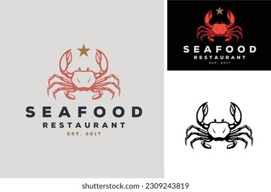 Classic Crab Claws Handdrawn for Premium Seafood Restaurant Vintage Retro logo design