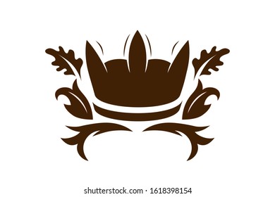 Classic Creative abstract symbol design vector template. Vintage Crown Logo Royal King Queen concept Logotype concept icon.