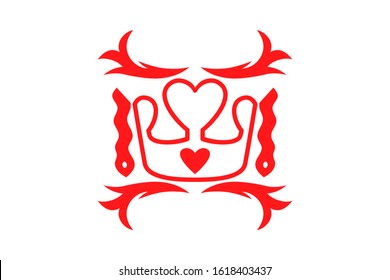 Classic Creative abstract symbol design vector template. Vintage Crown Logo Royal King Queen concept Logotype concept icon shape like heart.