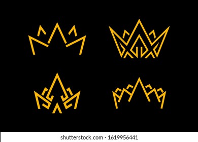 Classic Creative abstract symbol design vector template. Vintage Crown Logo Royal King Queen concept Logotype concept icon.