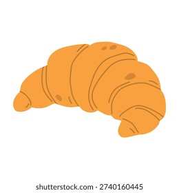 Classic croissant in flat style isolated on light background. Golden French bakery pastry illustration for breakfast, brunch, cafe menu or food design. Simple vector clipart.
