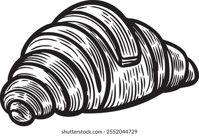 Classic Croissant Line Drawing Vector Illustration.