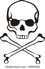 Classic Cross Bones And Skull In Vector Format Very Easy To Edit, Individual Objects