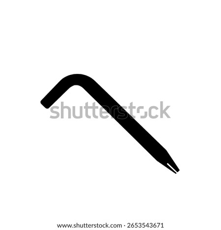 A classic crowbar or pry bar shown as a solid black silhouette icon. A simple tool for demolition, construction, and leveraging tasks.