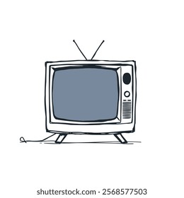 Classic CRT Television Drawing for Nostalgic and Retro Design Concepts