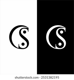 Classic CS initial letter logo design with Yin and Yang concept.