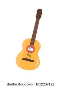 Classic Cuban guitar vector flat illustration. Traditional four-string musical instrument isolated. Symbol of folk and art music. String plucked acoustic guitar or ukulele for sound reproduction