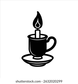 Classic Cup Candle Light Silhouette Vector Art