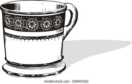 a classic cup  in doodle style