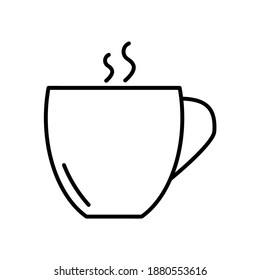 Classic Cup of Tea or Coffe Drink. Flat Icon in Outline Design. Black Stroke. Pictogram for Website Vector eps10. 