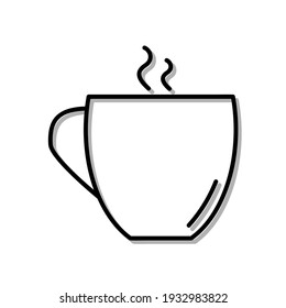 Classic Cup of Tea or Coffe Drink. Flat Icon in Outline Design. Black Stroke. Pictogram for Website Vector eps10.