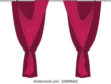 Classic curtains . Curtains drawn vector . Making windows in classic style