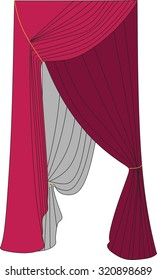 Classic curtains . Curtains drawn vector . Making windows in classic style