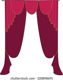 Classic curtains . Curtains drawn vector . Making windows in classic style