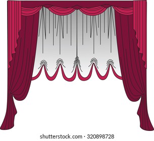 Classic curtains . Curtains drawn vector . Making windows in classic style