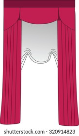 Classic curtains . Curtains drawn vector . Making windows in classic style