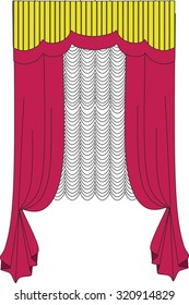 Classic curtains . Curtains drawn vector . Making windows in classic style