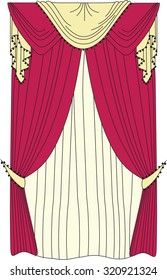 Classic curtains . Curtains drawn vector . Making windows in classic style