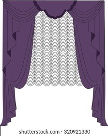 Classic curtains . Curtains drawn vector . Making windows in classic style