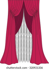 Classic curtains . Curtains drawn vector . Making windows in classic style