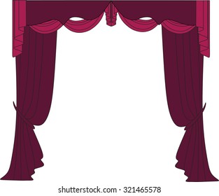 classic curtains. curtains drawn in the vector. window decoration