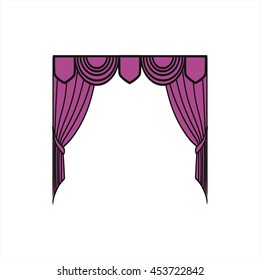 classic curtains. Sketch window decorations painted in the vector.