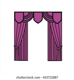 classic curtains. Sketch window decorations painted in the vector.