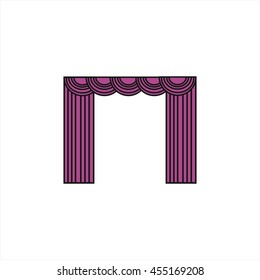 classic curtains. Sketch window decorations painted in the vector.