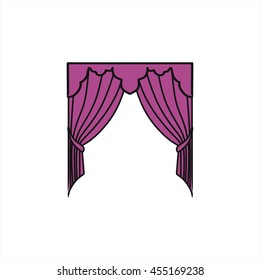 classic curtains. Sketch window decorations painted in the vector.