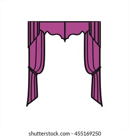 classic curtains. Sketch window decorations painted in the vector.