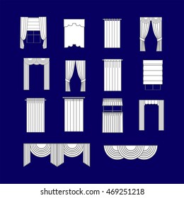 classic curtains. Sketch window decorations painted in the vector.