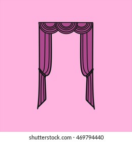 classic curtains. Sketch window decorations painted in the vector.