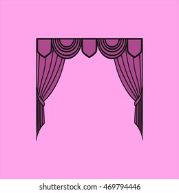 classic curtains. Sketch window decorations painted in the vector.