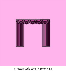 classic curtains. Sketch window decorations painted in the vector.