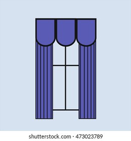 classic curtains. Sketch window decorations painted in the vector.